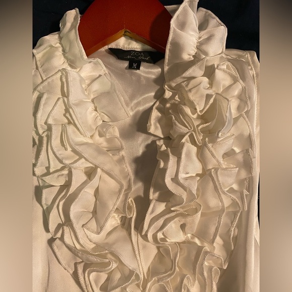 Anthropologie ZOA New York Satin Ruffle Neck Halter Top Anthro Boho - Picture 3 of 5